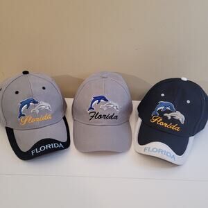 Florida Embroidered Dolphins Adjustable Baseball Caps Lot of 3  – Adjustable